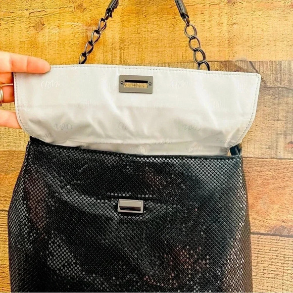 NWOT Whiting & Davis Large Mesh Black Shoulder Bag - Picture 5 of 11